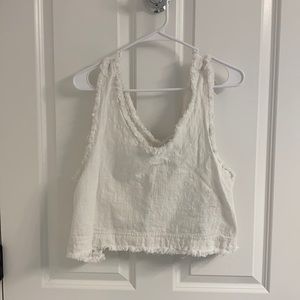 Urban Outfitters White Frayed Tank Top, size medium